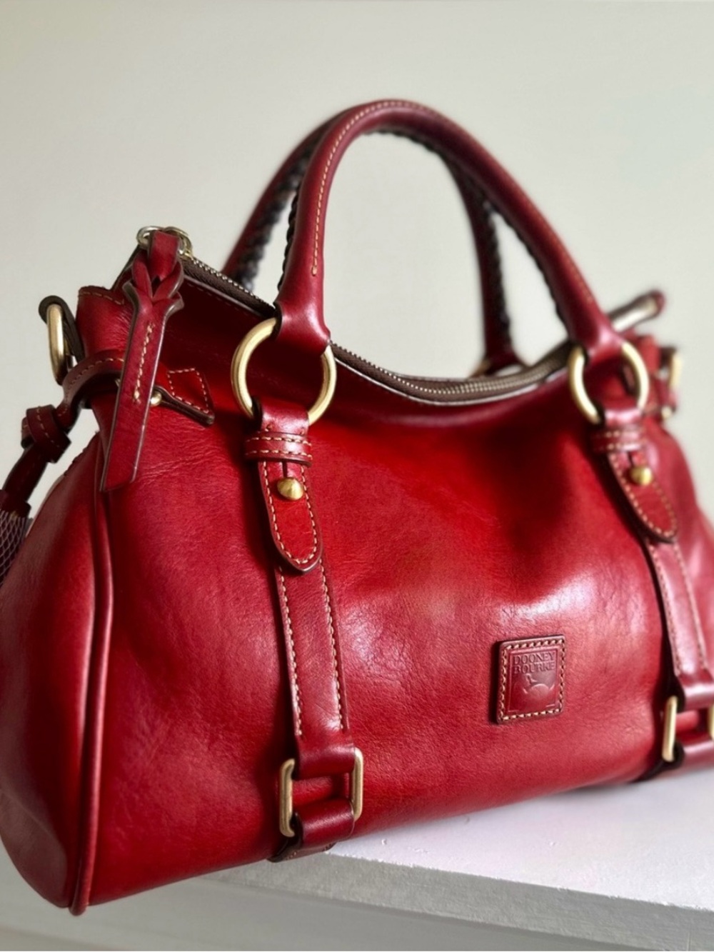 Dooney & Bourke Vintage Red Florentine Satchel EUC